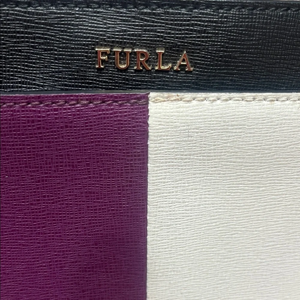 Furla Colorblock Wristlet Clutch in Purple, White & Black